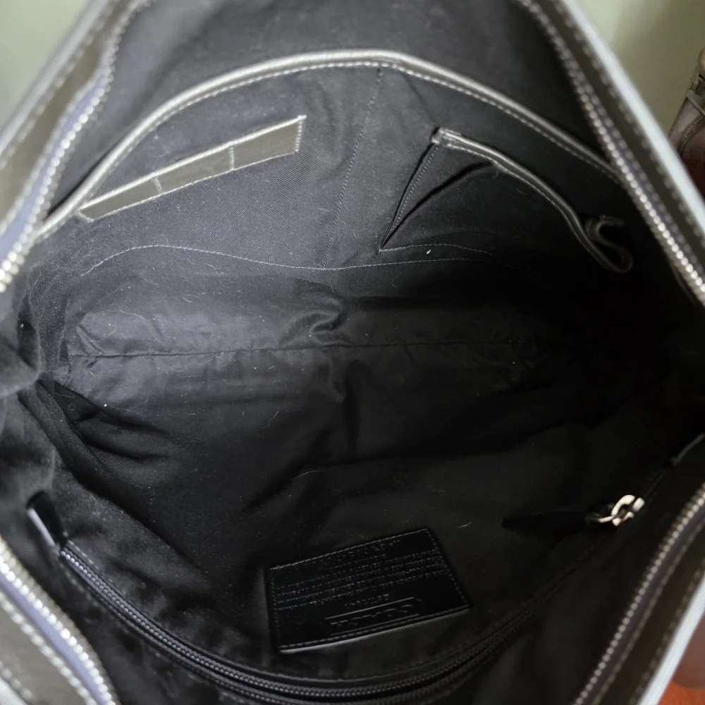 Coach 70308 Thompson Messenger Charcoal Gray Leather Laptop Messenger Bag